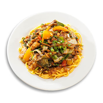130. Noodles in soya-garlic sauce