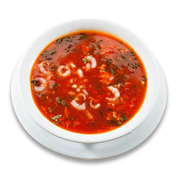 36. Острый томатный суп с морепродуктами